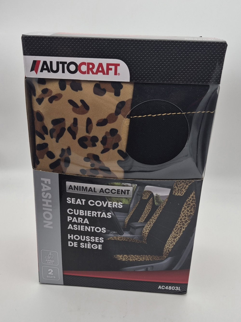 New Autocraft Animal Accent Leopard Seat Covers — Brown & Black